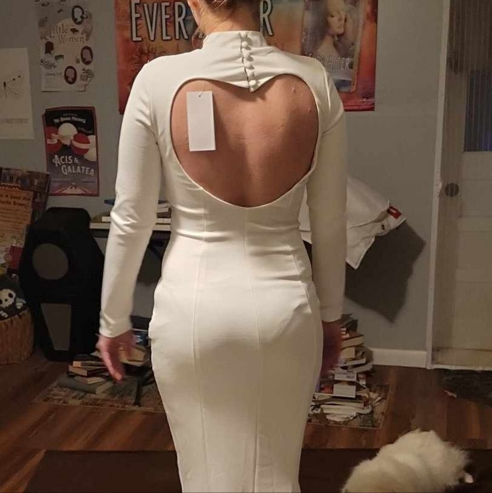 NWOT True Violet Heart Back Wedding Dress